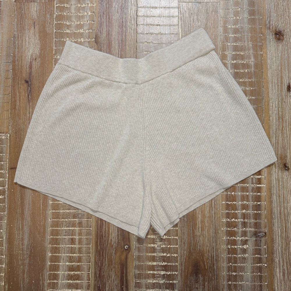 Open Edit Ribbed Knit Shorts‎ Oatmeal Small